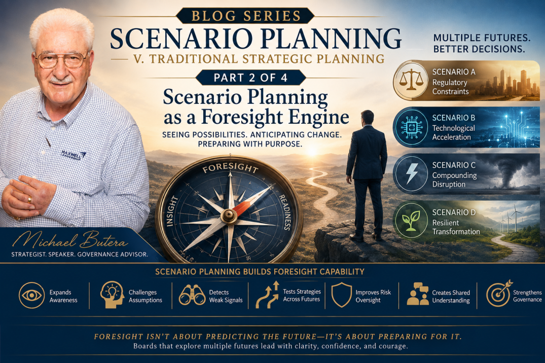board members discussing scenario planning strategy in a meeting